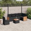 vidaXL 7-delige Loungeset met kussens poly rattan zwart