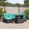 vidaXL Tuin Eetset met kussen 7 pcs Zwart en Blauwgroen