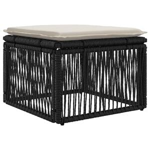 vidaXL voetensteun Zwart poly rattan