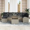 vidaXL Tuin Sofa Set met kussen met opslag 8 pcs Lichtgrijs Poly riet