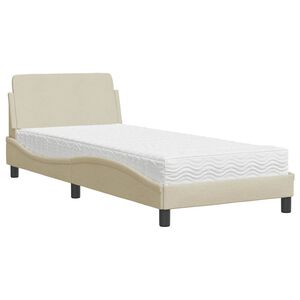 vidaXL Bed met matras "Dover" stof cr&egrave;mekleurig 80x200 cm