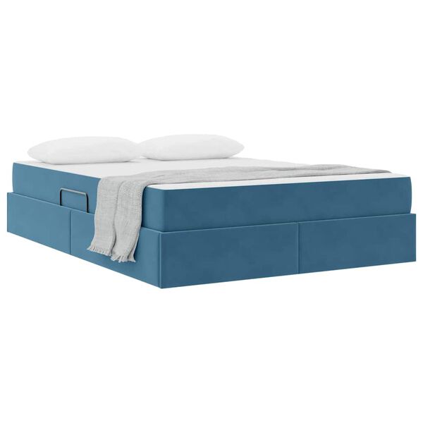 vidaXL Opbergbed met matras Donkerblauw 140 x 190 cm Fluweel