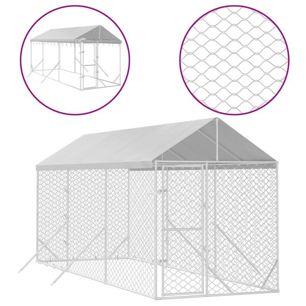 vidaXL Hondenkennel met dak 2x6x2,5 m gegalvaniseerd staal zilver