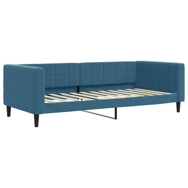 vidaXL Slaapbank met onderschuifbed en lades 90x200 cm fluweel blauw