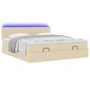 vidaXL Ottoman bed met matrassen en LED's 200x200cm stof cr&egrave;mekleurig