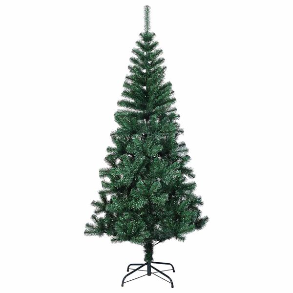 vidaXL Kunstmatig Voorverlicht Kerstboom Groen 120 cm PVC en Metaal