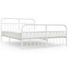 vidaXL Bedframe met hoofd- en voeteneinde metaal wit 183x213 cm