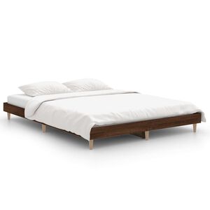 vidaXL Bedframe bewerkt hout bruin eikenkleur 135x190 cm