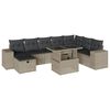 vidaXL 9-delige Loungeset met kussens poly rattan lichtgrijs
