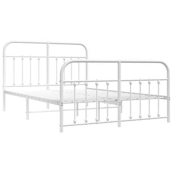 vidaXL Bedframe met hoofd- en voeteneinde metaal wit 135x190 cm