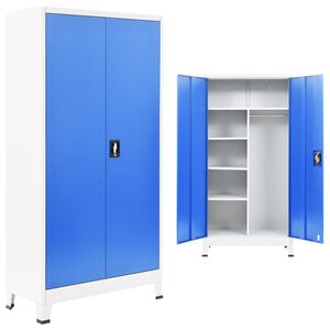vidaXL Lockerkast met 2 deuren 90x40x180 cm metaal grijs en blauw
