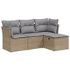 vidaXL 4-delige Loungeset met kussens poly rattan gemengd beige