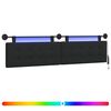 vidaXL Hangend hoofdbord Met LED-verlichting Zwart Stof