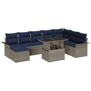 vidaXL Tuin Sofa Set met kussen 9 pcs Grijs Poly Rattan