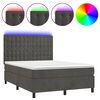 vidaXL Boxspring met matras en LED fluweel donkergrijs 140x190 cm