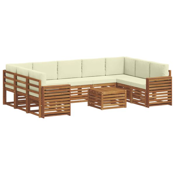 vidaXL Sofa-Sets 10 pcs Natuurlijk en Cr&egrave;me Massief Acaciahout