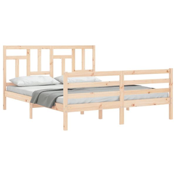 vidaXL Bedframe met hoofdbord massief hout 160x200 cm