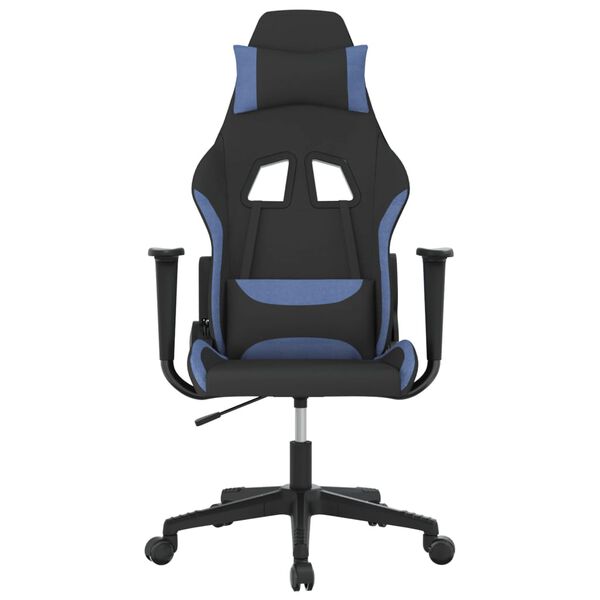vidaXL Gamestoel stof zwart en blauw