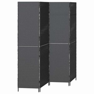 vidaXL Kamerverdeler Zwart 195 x 180 cm poly rattan