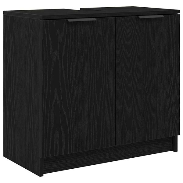vidaXL Badkamer Kast Zwart Eiken 64,5 x 33,5 x 59 cm Bewerkt hout