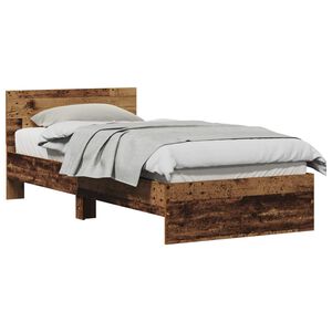 vidaXL Bedframe met hoofdeinde Oudhout 90 x 200 cm Bewerkt hout