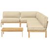vidaXL Bankstel met kussen Effen 5 pcs Beige Massief Acaciahout