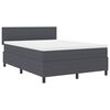 vidaXL LED Box Spring Bed Donkergrijs en Wit 140 x 190 cm Katoen Stof
