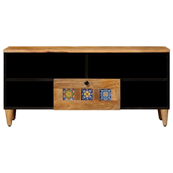 vidaXL TV-kast met lade Naturel 100 x 33,5 x 46 cm Massief Mango Hout