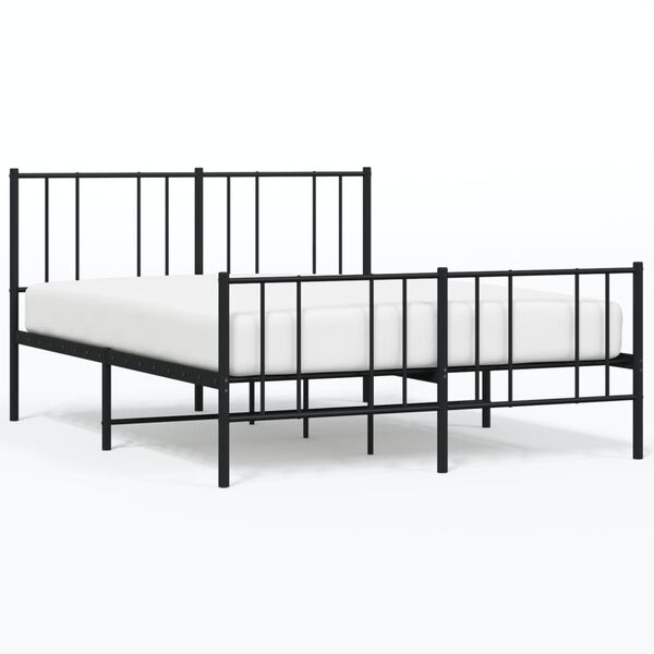 vidaXL Bedframe met hoofd- en voeteneinde metaal zwart 140x200 cm