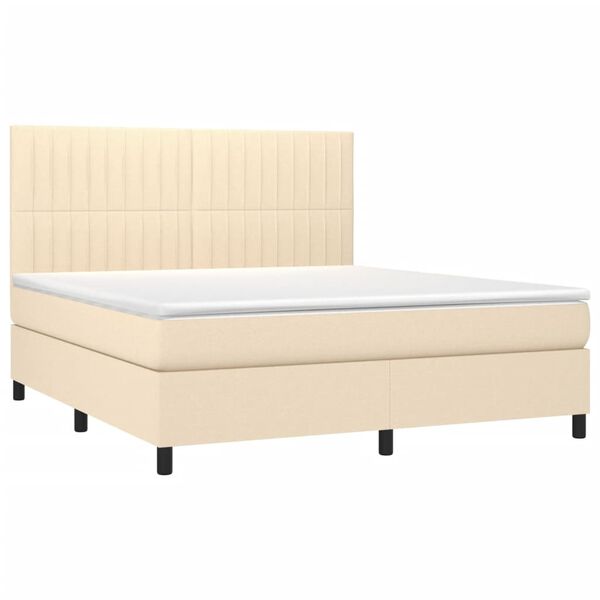 vidaXL Boxspring met matras stof cr&egrave;mekleurig 160x200 cm