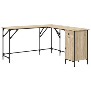 vidaXL Bureau 141x141x75 cm bewerkt hout sonoma eikenkleurig