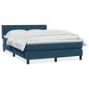 vidaXL Boxspring met matras fluweel donkerblauw 140x210 cm