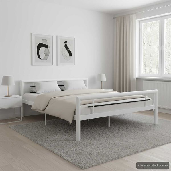 vidaXL Bedframe metaal wit en zwart 160x200 cm