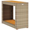 vidaXL Tuinbijzettafel met houten blad 100x40x75 cm poly rattan beige