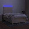 vidaXL Boxspring met matras en LED stof cr&egrave;mekleurig 120x200 cm
