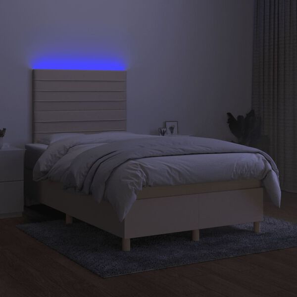 vidaXL Boxspring met matras en LED stof cr&egrave;mekleurig 120x200 cm