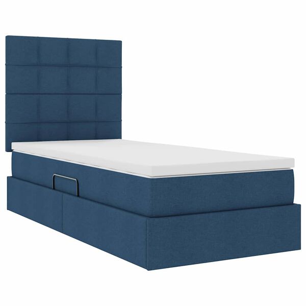 vidaXL Opbergbed met LED met matras Blauw 90 x 200 cm Polyester