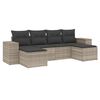 vidaXL 6-delige Loungeset met kussens poly rattan lichtgrijs