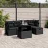 vidaXL 6-delige Loungeset met kussens poly rattan zwart