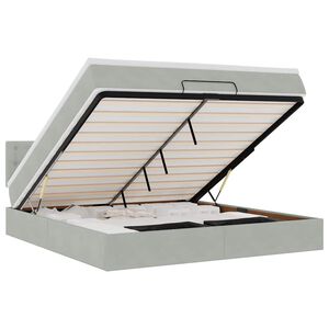 vidaXL Ottoman bed met matras en LED's 180x200cm fluweel lichtgrijs