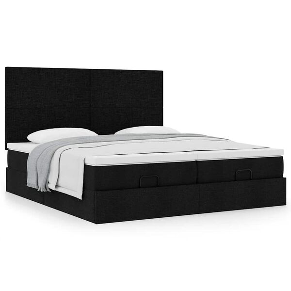 vidaXL Ottoman bed met matrassen 160x200cm stof zwart