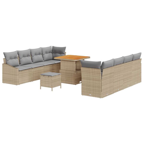 vidaXL Tuin Sofa Set met kussen met opslag 11 pcs Beige en Licht Grijs
