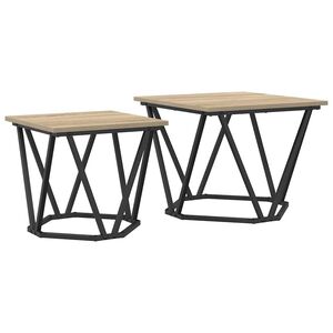 vidaXL Bijzettafelset 2 pcs Sonoma Eiken Engineered hout en staal