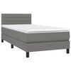 vidaXL Boxspring met matras en LED stof donkergrijs 100x200 cm