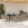 vidaXL Tuin eettafelset met kussen 7 pcs Beige poly rattan