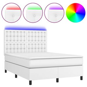 vidaXL Boxspring met matras en LED kunstleer zwart 140x190 cm