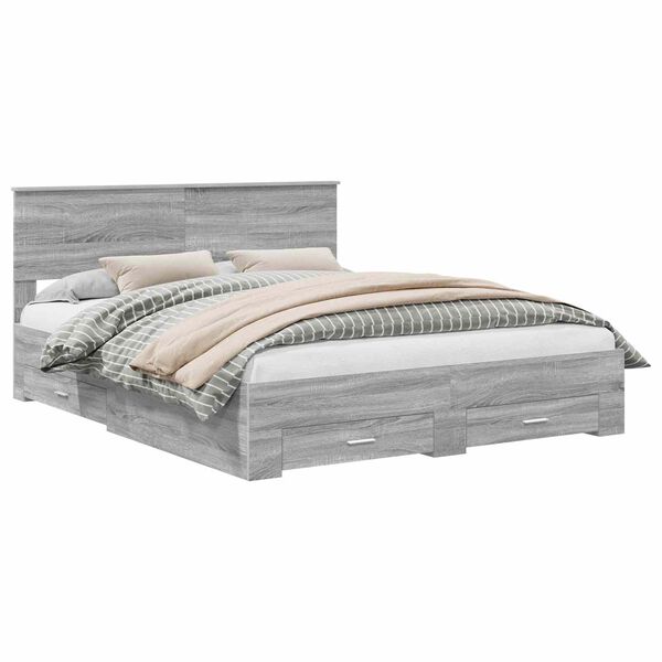 vidaXL Bedframe met hoofdeinde Grijs Sonoma 160 x 200 cm Bewerkt hout