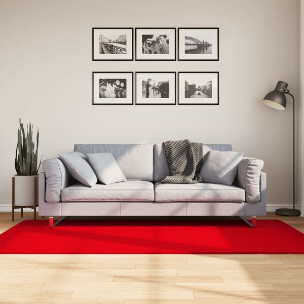 vidaXL Vloerkleed HUARTE laagpolig zacht wasbaar 100x200 cm rood