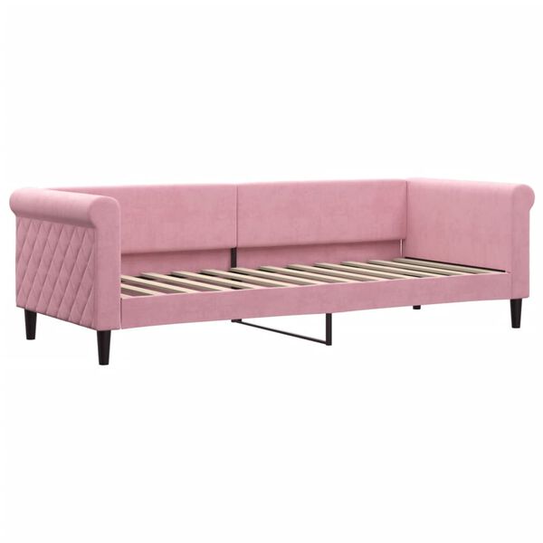 vidaXL Slaapbank met onderschuifbed en lades 80x200 cm fluweel roze