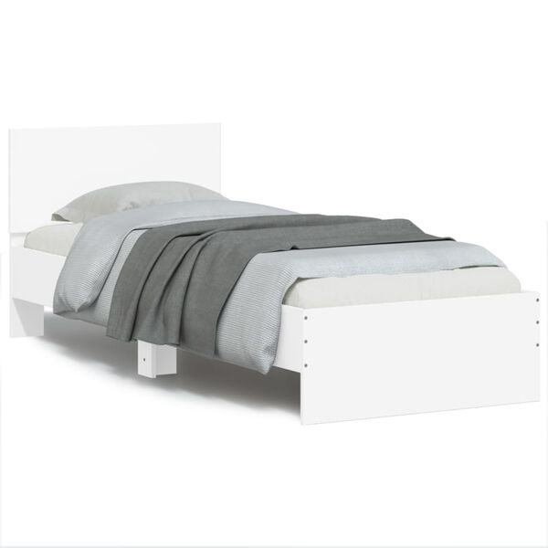 vidaXL Bedframe met hoofdbord en LED-verlichting wit 90x190 cm